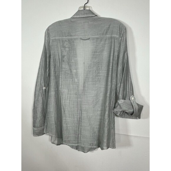 chicos Button Up Grey Light Knit blouse top shirt 0 S 4 6 - Picture 9 of 10
